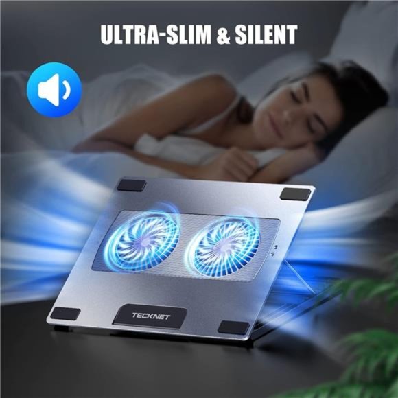 Laptop Cooling Pad, Adjustable Aluminum Laptop Stand, Portable Ultra-Slim Quiet - Picture 4 of 6